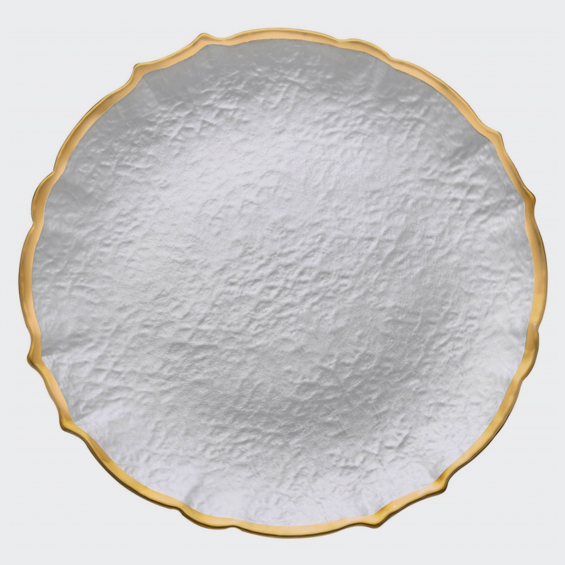 Тарелка подстановочная Перламутровая с золотой каймой 32 см